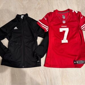 Nike Red #7 football Jersey kapernick 7 with Black Adidas Zip Jacket